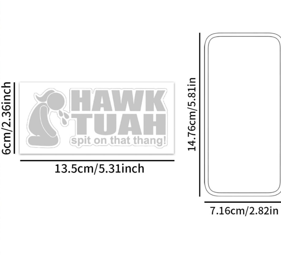 1 X hawk tuah , spit on my thang , funny, sticker , autocollant Gris