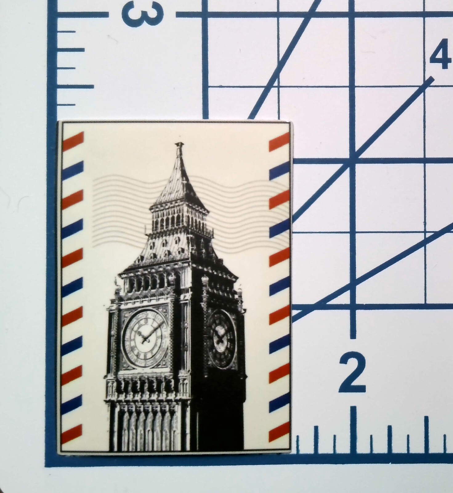 Big Ben London Airmail Clock Tower Stamp Vinyl Sticker Die Cut Scrapbooking