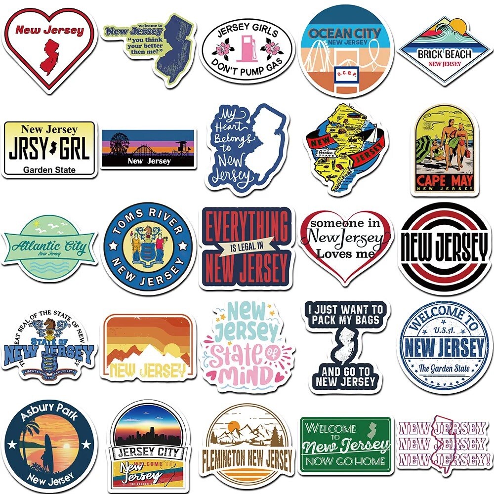 10 Random New Jersey Stickers NJ Garden State Decal Laptop Hydro Free Shipping