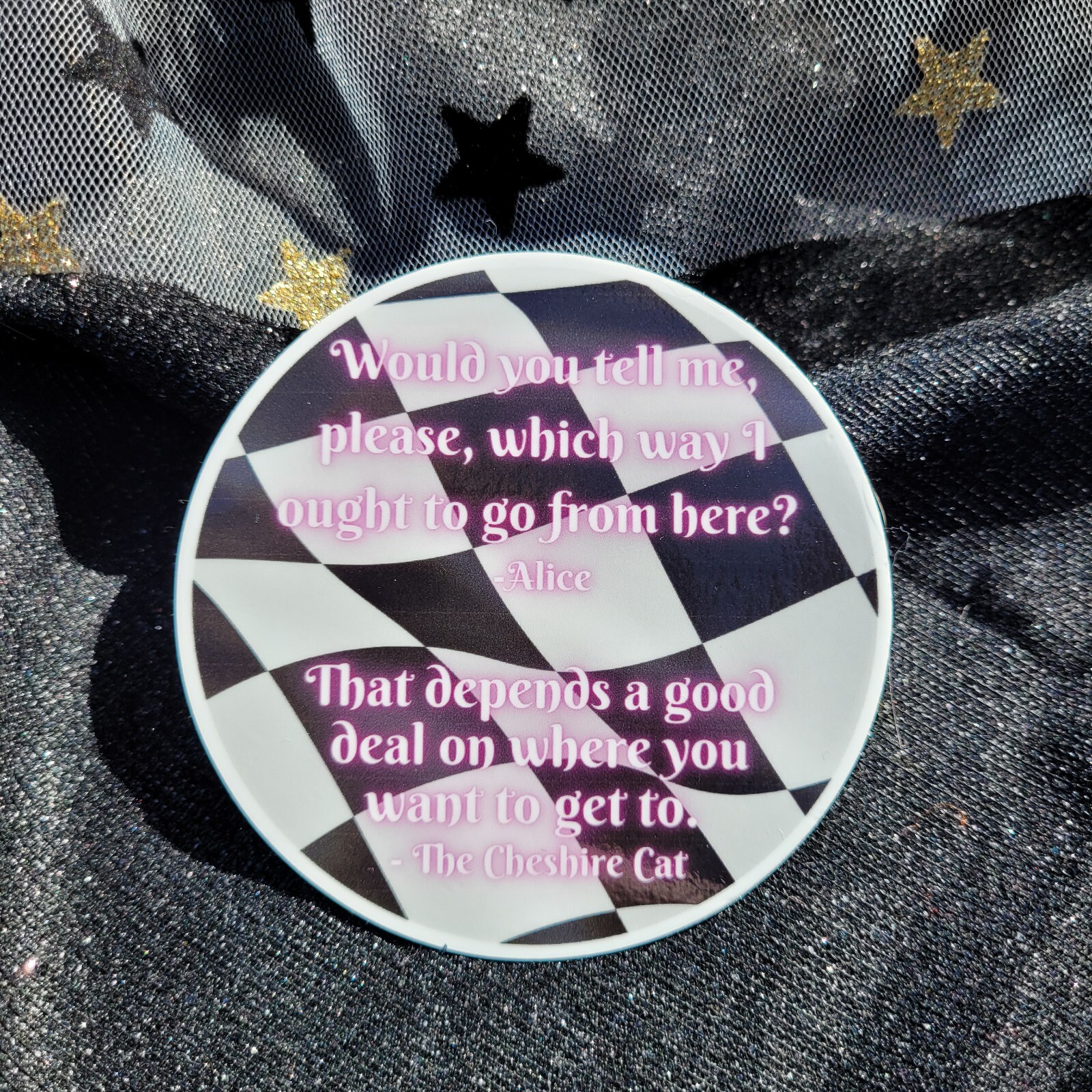 STKR026 Alice in Wonderland Vinyl Sticker -which way I ought to go – Book Quote