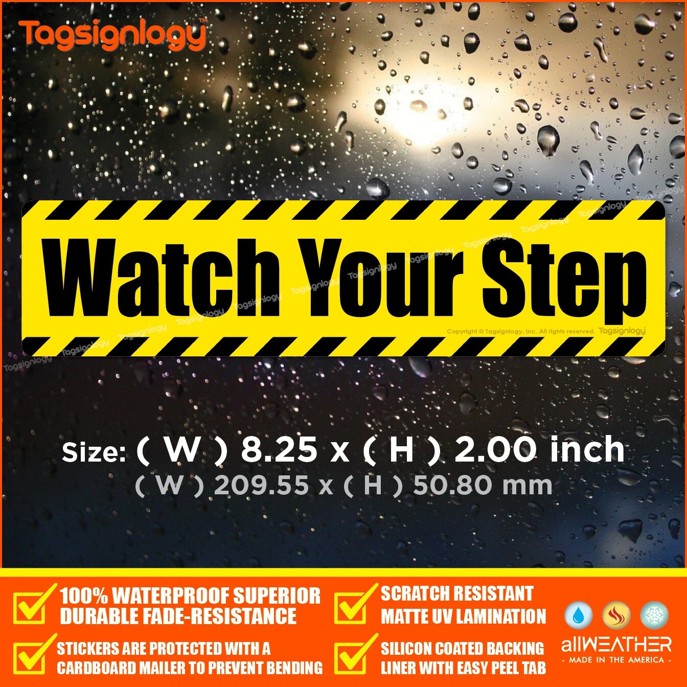 Watch Your Step Waterproof Caution Sign Safety Label Weatherproof Vinyl Sticker