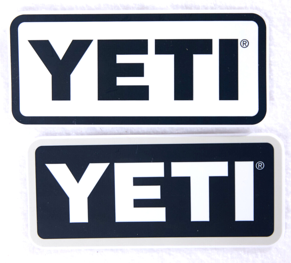 2- Navy Blue White Yeti Logo Water Bottle Cooler Waterproof Vinyl Sticker Decal