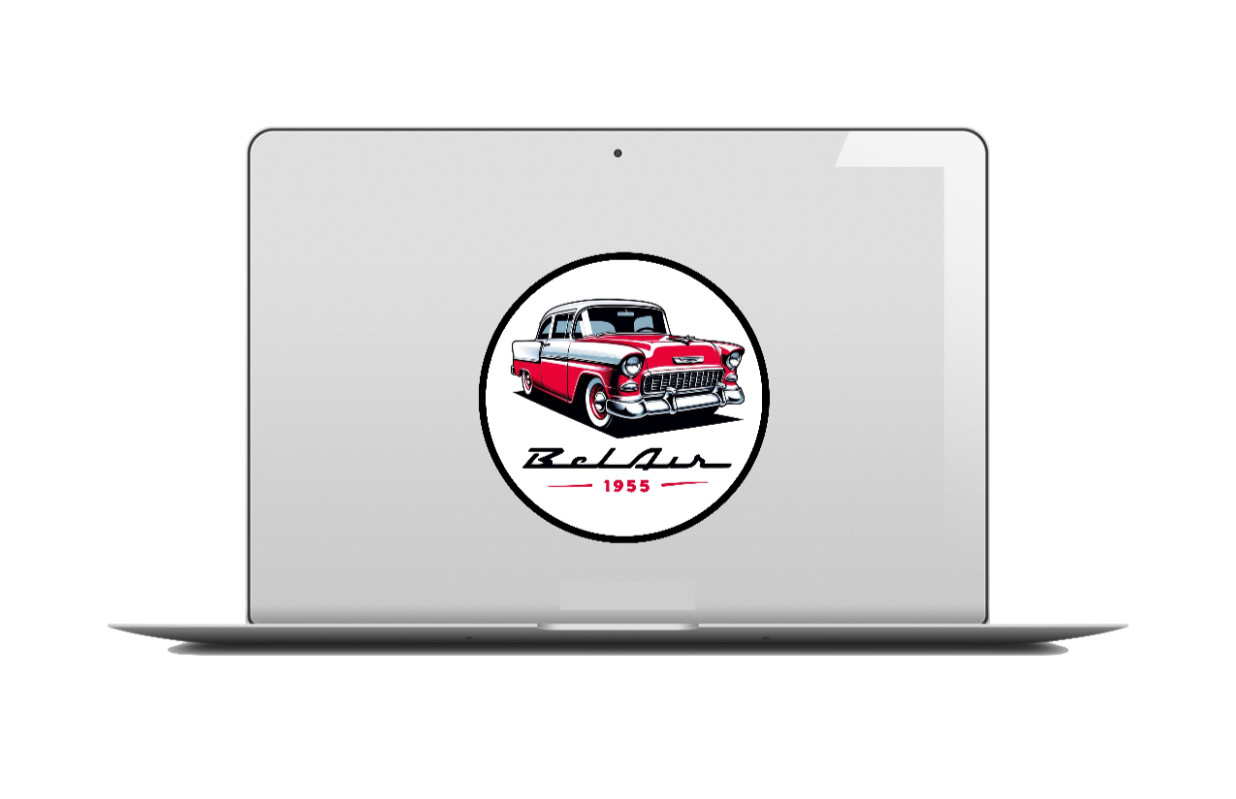Car Classics "55 Chevy" – 4" Vinyl Decal Sticker Handcrafted Car Truck Cooler 25