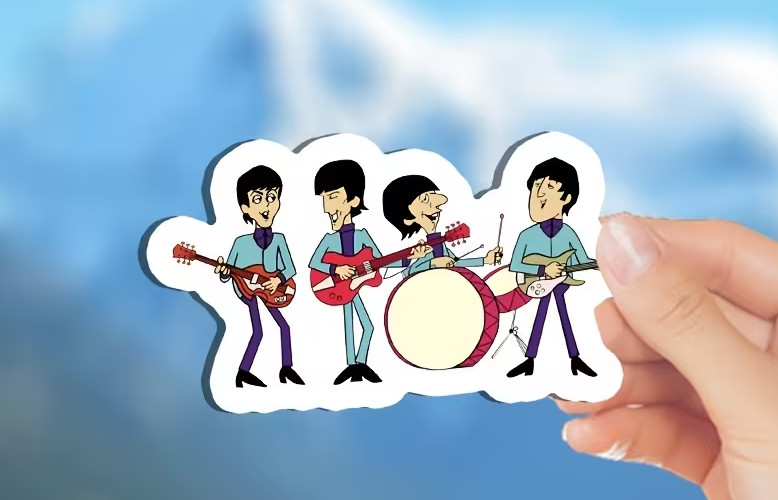 Beatles Band Vinyl Sticker – Self-Adhesive & Waterproof Cartoon-Style Design