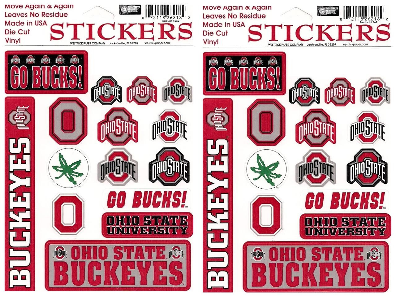 OHIO STATE Buckeyes Bucks Vinyl Stickers Decals Moveable Clings 30 pc **NEW