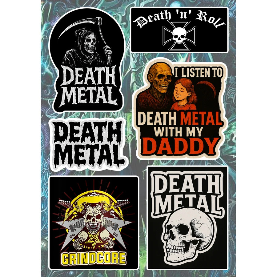 Death Metal Stickers Brutal Grindcore Goregrind Heavy Metal Skull Reaper Decals