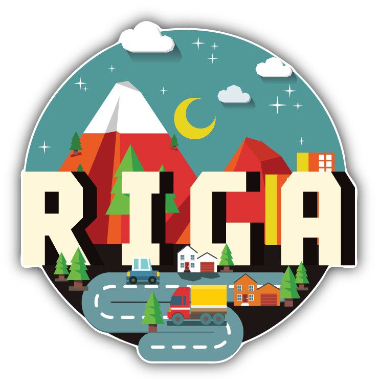 Riga Latvia Cartoon Label Car Bumper Sticker Decal