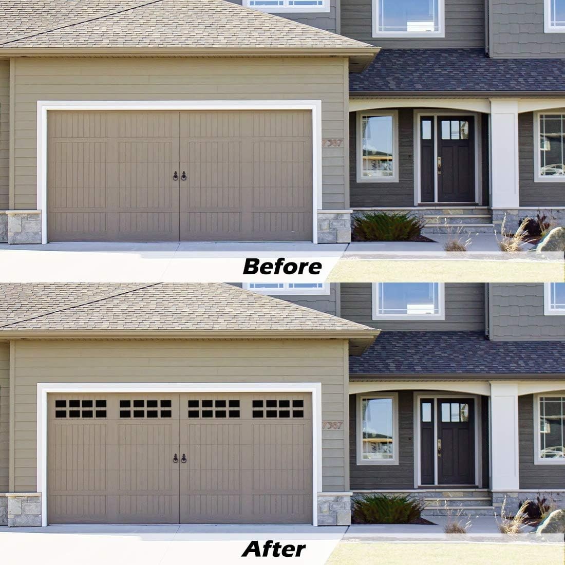 Magnetic Garage Door Windows Hardware Faux PVC Fake Decorative Window Decals Kit