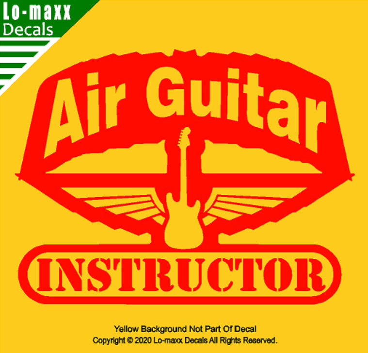 Air Guitar Instructor Rock & Roll Winged Electric Guitar Die Cut Vinyl Decal