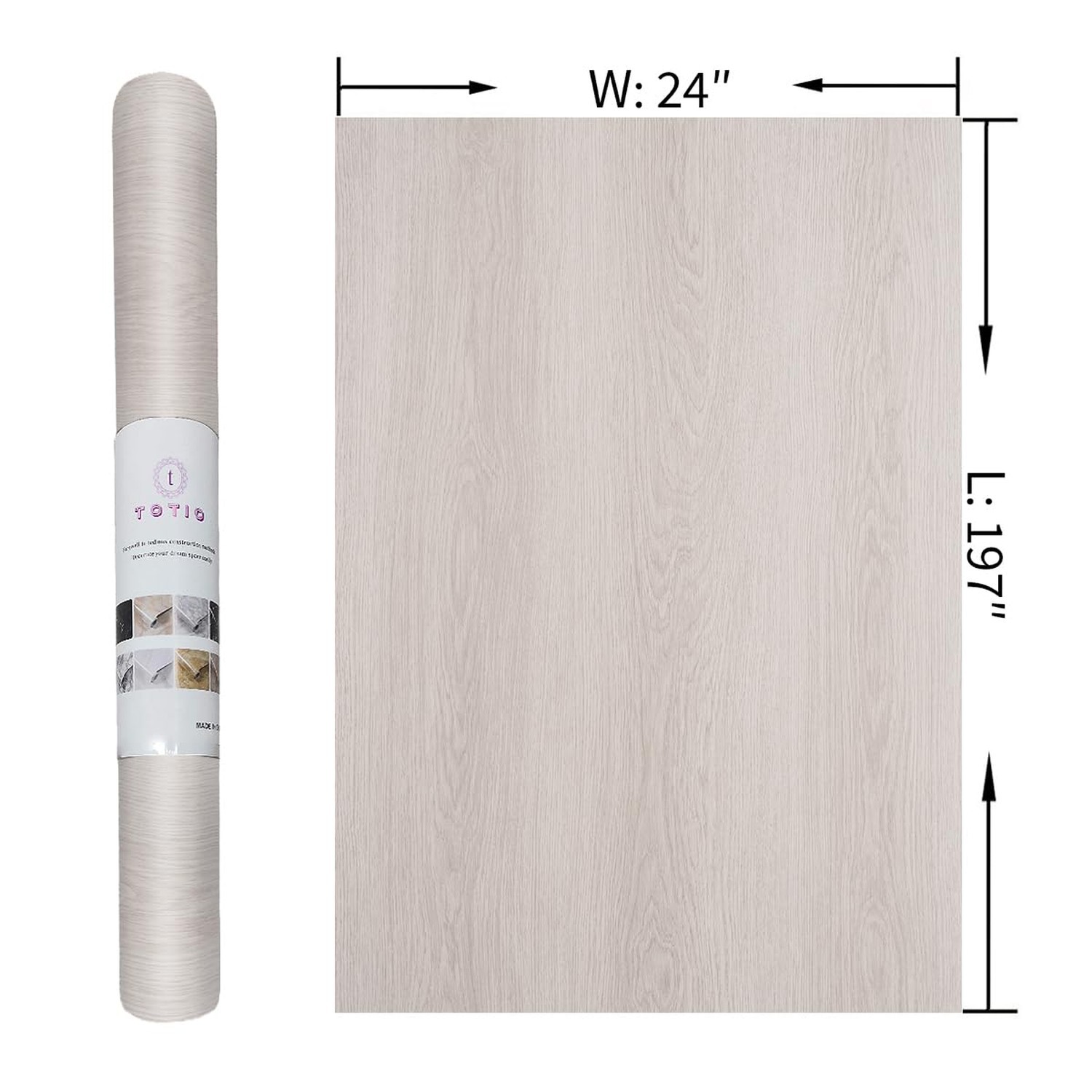 24x197inch Wide Beige White Oak Wood Wallpaper Peel and Stick Light Wood Grai…
