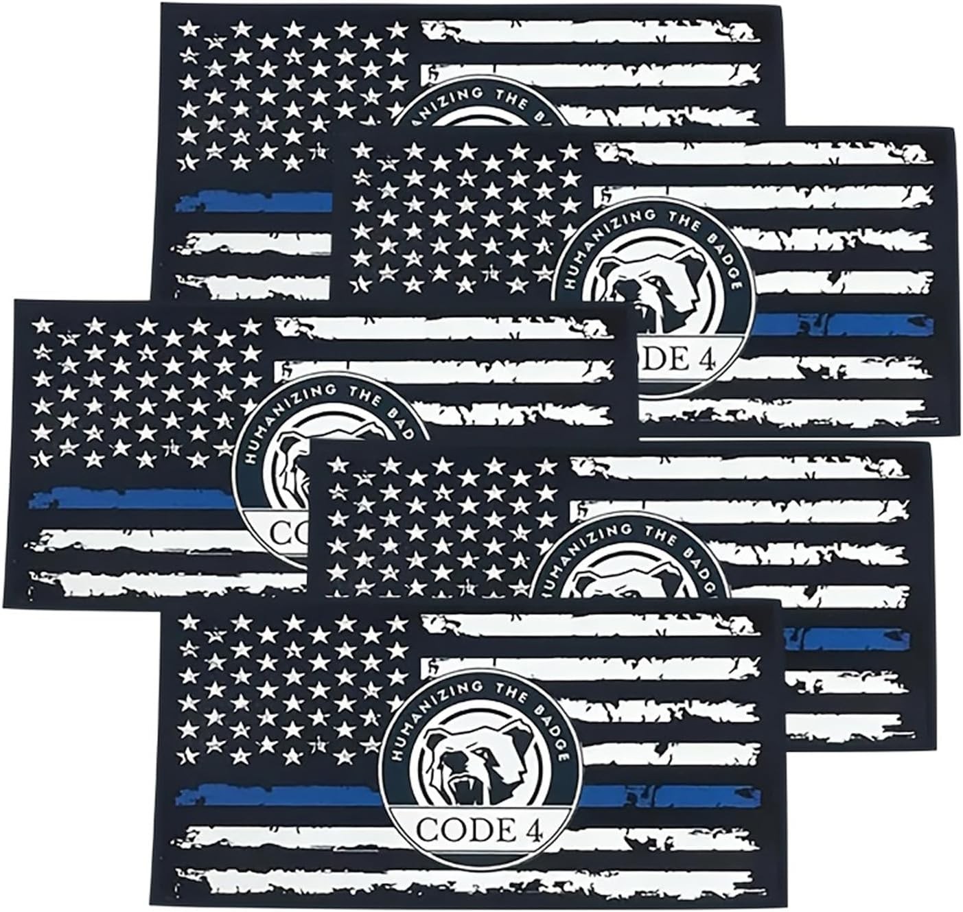 5 PCS Thin Blue Line Sticker Code 4, Police Support Stickers American Flag Thin