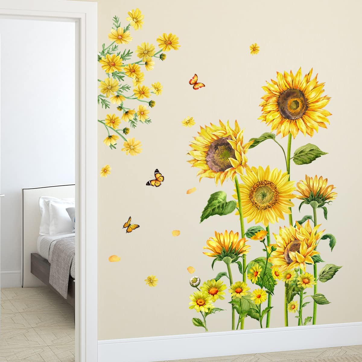 Runtoo Sunflower Wall Stickers Garden Floral Decals Daisy