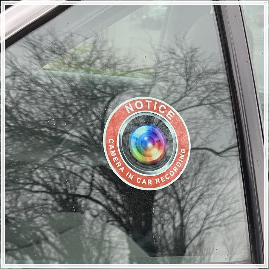 Camera in Car Recording Video 4-Pack INSIDE MOUNT Decals Red White 2.75"