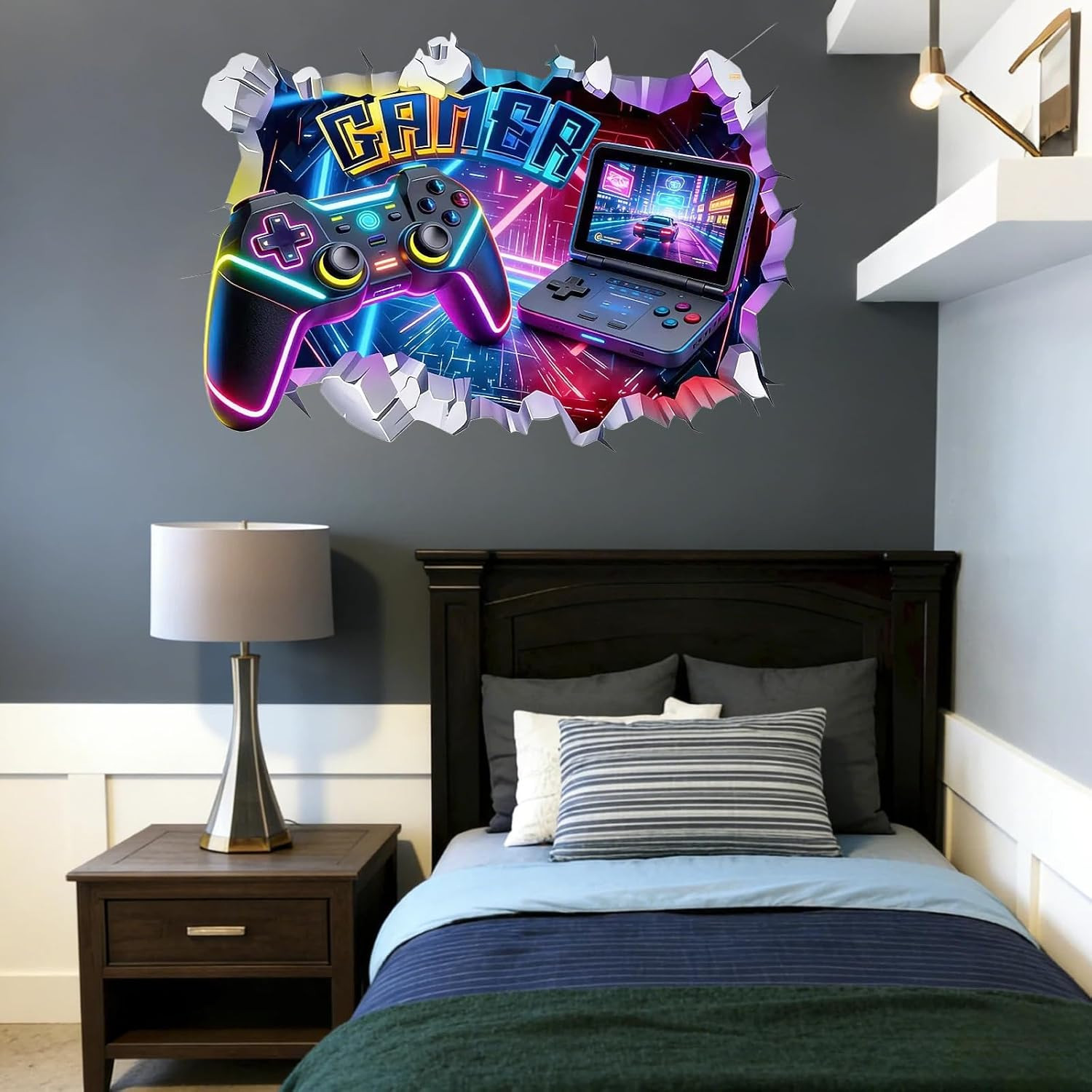 Game Wall Decal Large 3D Gamer Wall Stickers – Gamer Controller Gaming Wall Deca