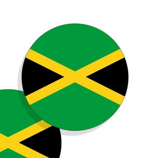 Jamaica Flag Stickers Flag Decals Vinyl Round Indoor Outdoor Circles 4 pack