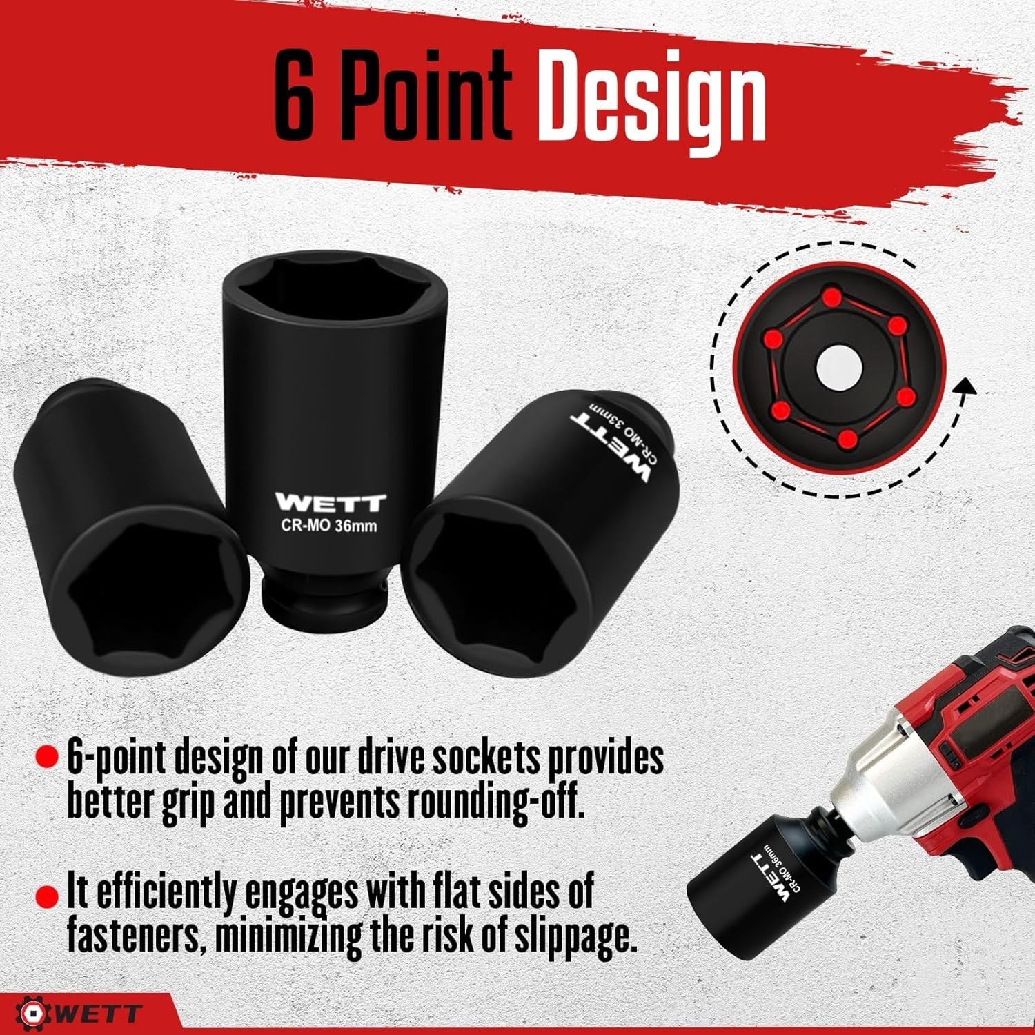 1/2" Drive Deep Large Impact Socket Set, 11-Piece Spindle Axle Nut Wheel Wrench
