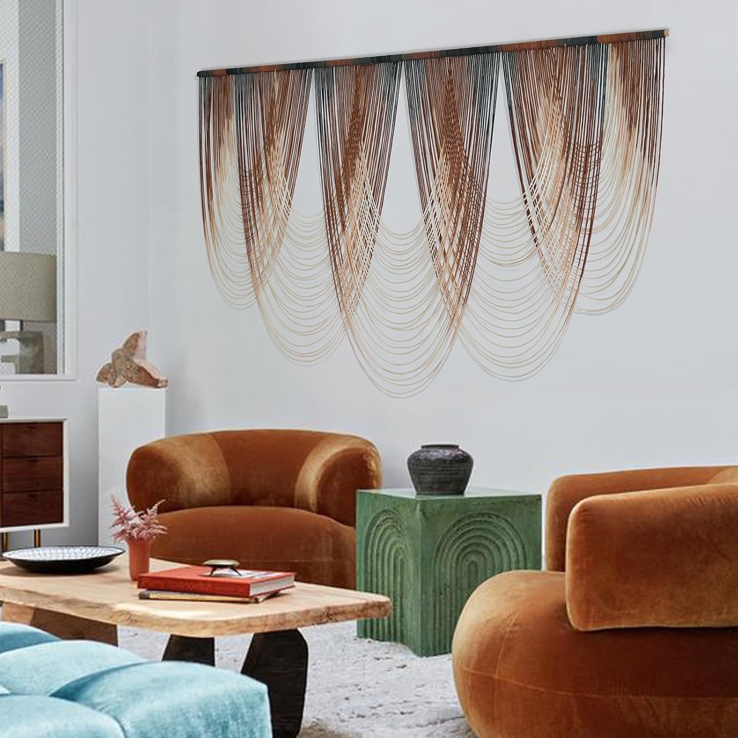 Macrame Wall Hanging Brown Dip-Dyed Large Macrame Wall Decor For Living…