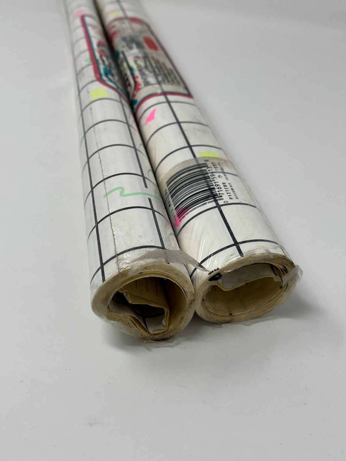 Vtg Con-tact Paper Self Adhesive Shelf Liner 80s Neon Geometric Grid Malibu 3yd
