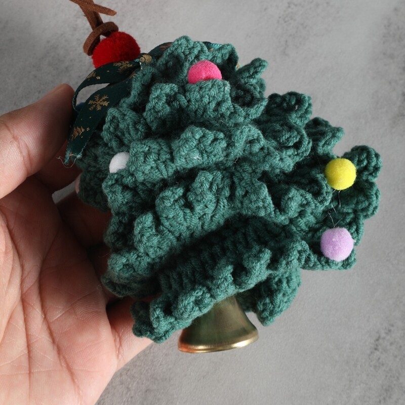 Handwoven Christmas Tree Pendant Charming Crochet Keychain Christmas Decorations
