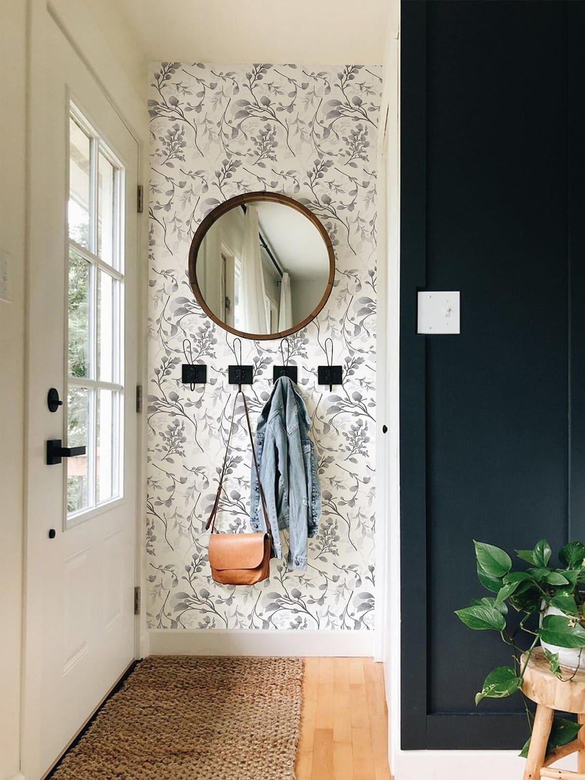 Orainege Gray Floral Wallpaper Peel and Stick Wallpaper 17.7 in ×118.1 in S