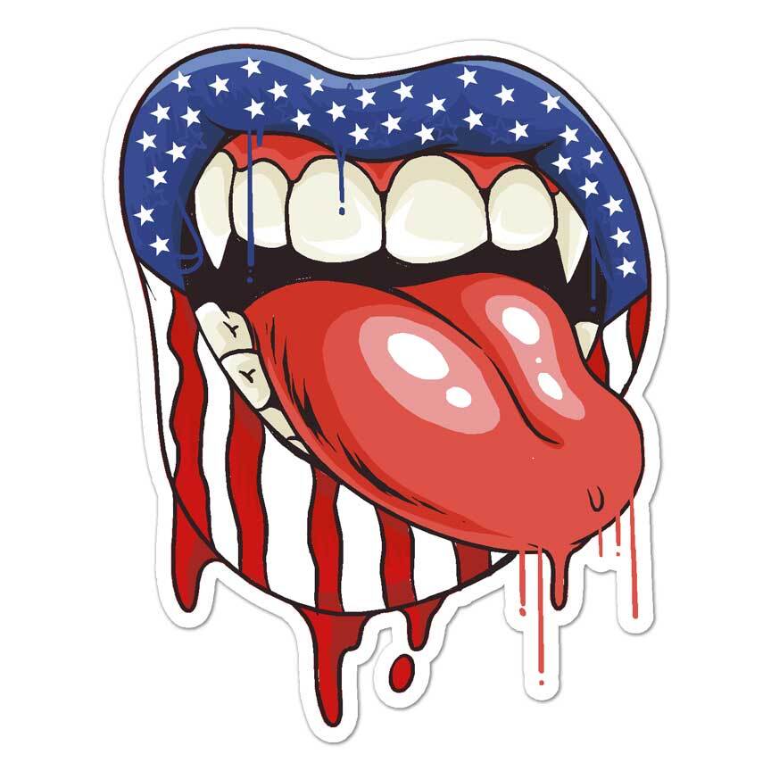 American Flag Lips Kiss, Vinyl Decal Sticker, Indoor Outdoor, 3 Sizes, #7957