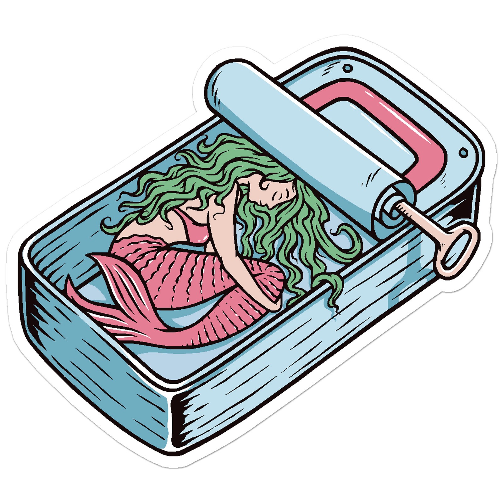 Sardine Can Mermaid – Vinyl Decal Sticker – Car Window Laptop – ebn8066