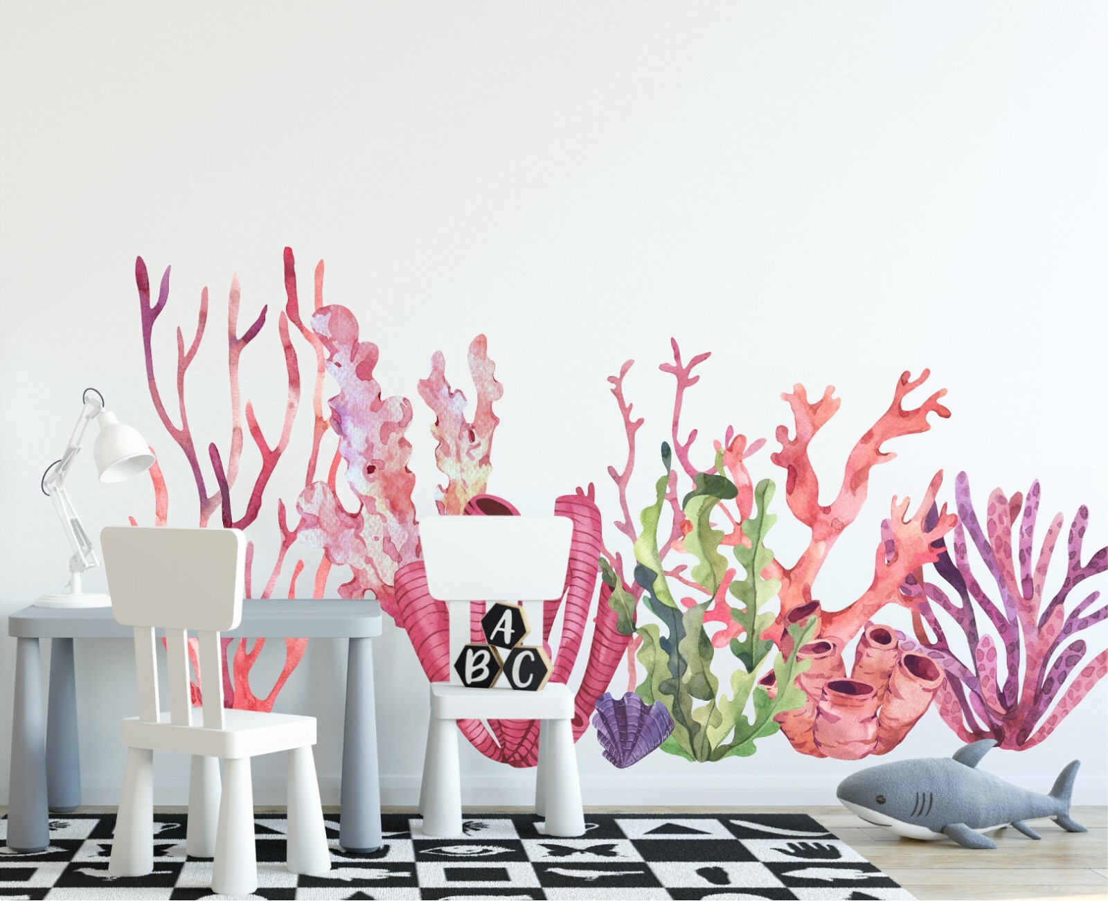 Seaweed & Coral Fabric Wall Decal Set of 9 Wall Art Stickers Ocean Nursery Decor