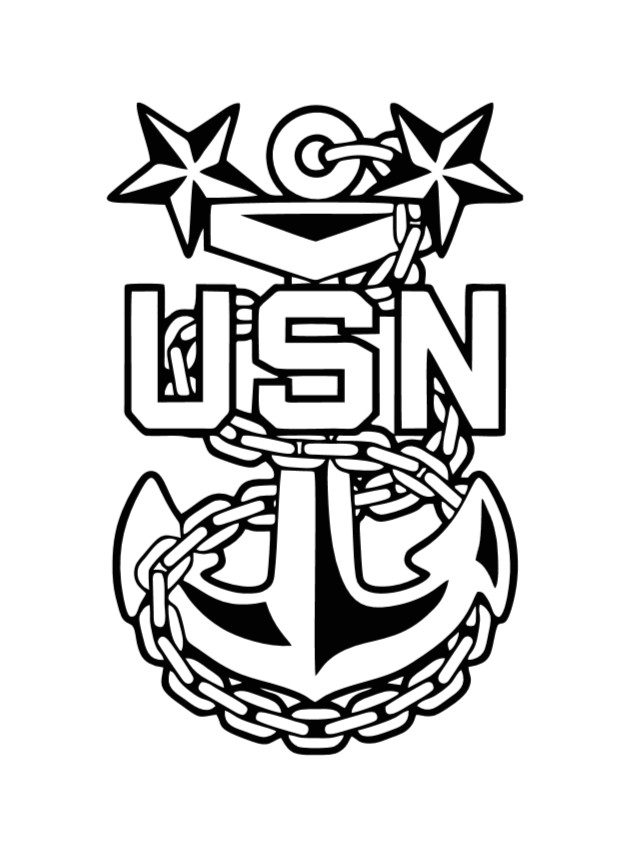 US Navy Master Chief Petty Officer, Perma-Sticker, UV, 3" Tall, Free Shipping