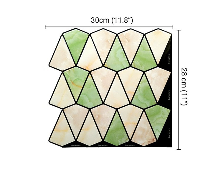 Mosaicowall 3D Diamond Peel and Stick Tiles for Wall Beige-Light Green | MOS029