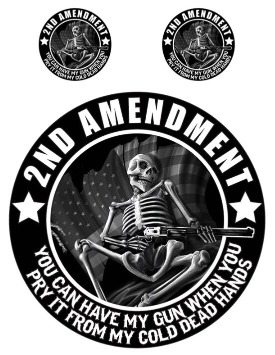 NEW LETHAL THREAT 2ND AMENDMENT SKELETON MINI DECAL STICKER 2.5"x2.5" RC00114