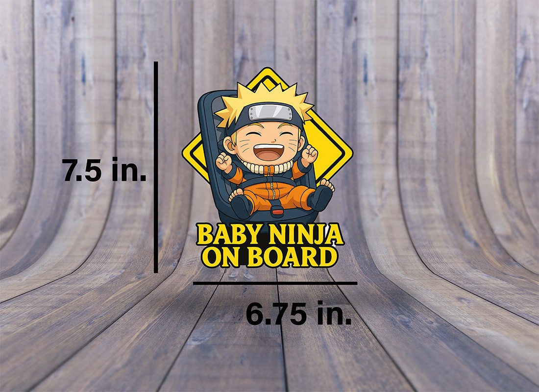 Naruto Baby On Board Decal – Glossy Vinyl Sticker – 6.75” × 7.75” – Weatherproof