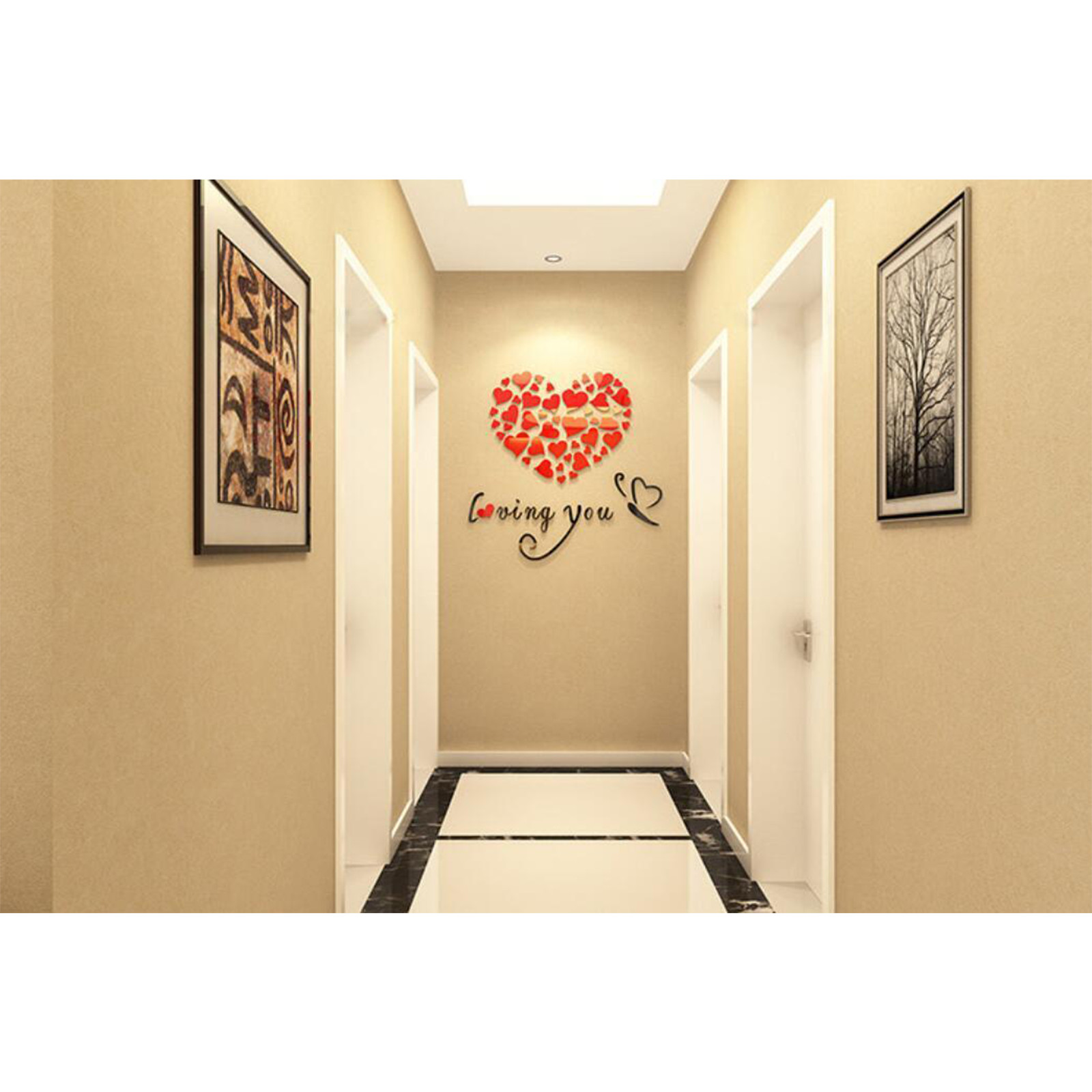 3D Rattan Flower Love Sticker for Wall Doors Living Room Bedroom Decal DIY Decor