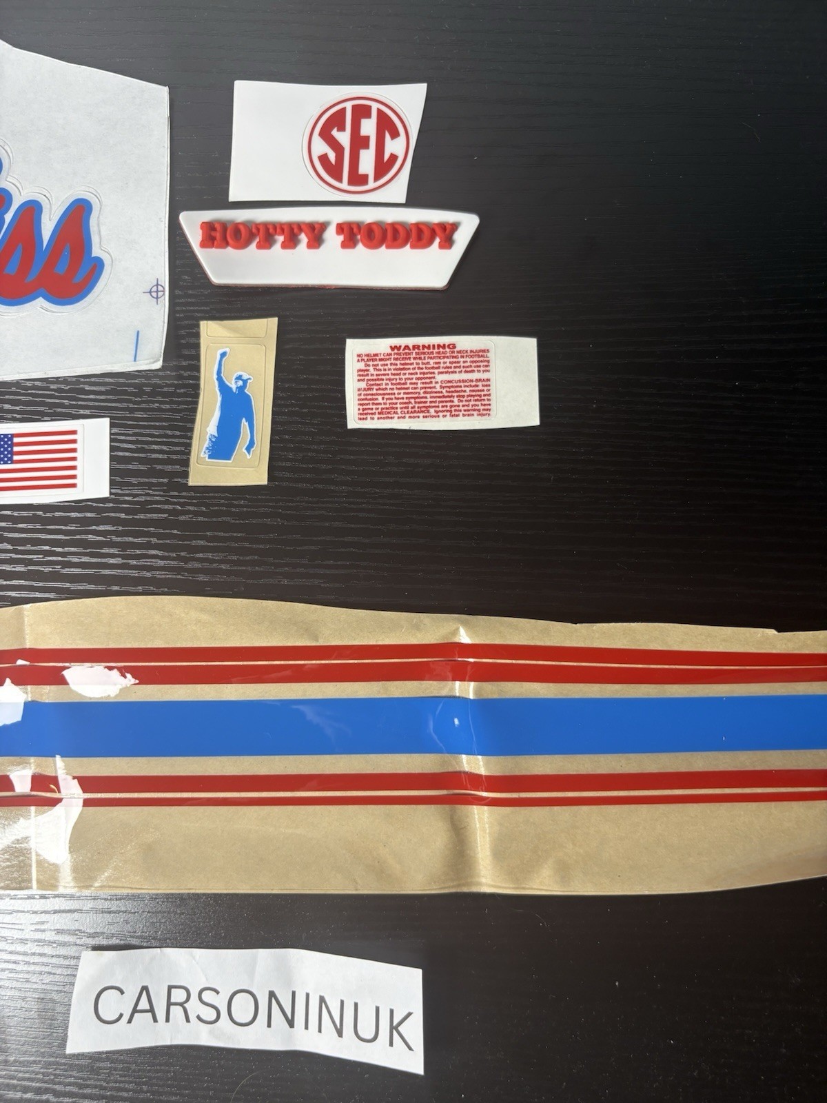 AUTHENTIC Ole Miss Football Shutt F7 Decals! Straight from Equipment Room. 20 ML