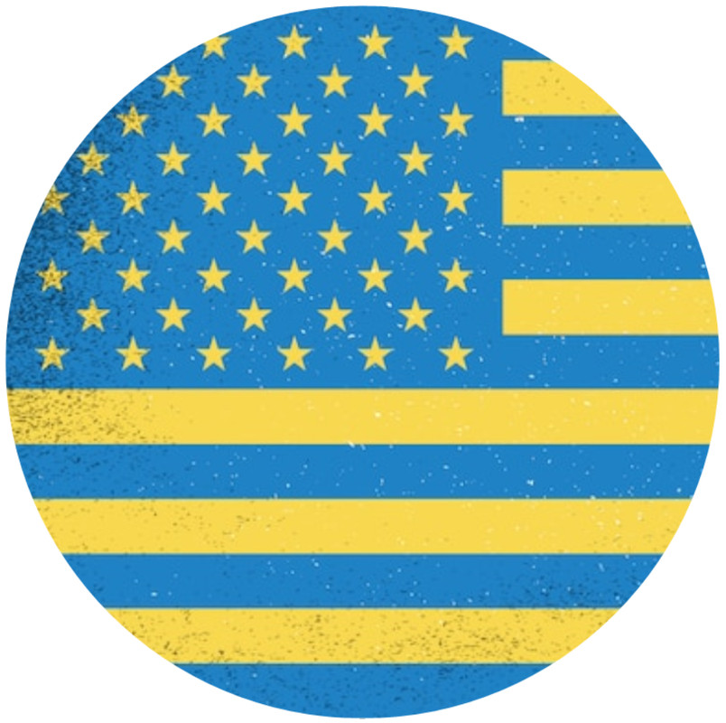 American Flag Yellow and Blue Ukraine – 10 Pack Circle Stickers 3" x 3"