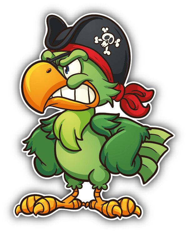 Angry Cartoon Parrot Pirate Car Bumper Sticker Decal