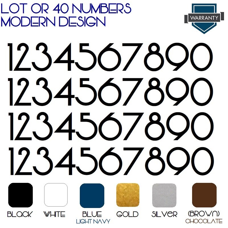 Lot of 40 Modern Self Adhesive Vinyl Mailbox Numbers Decals,door,box (Vonique)