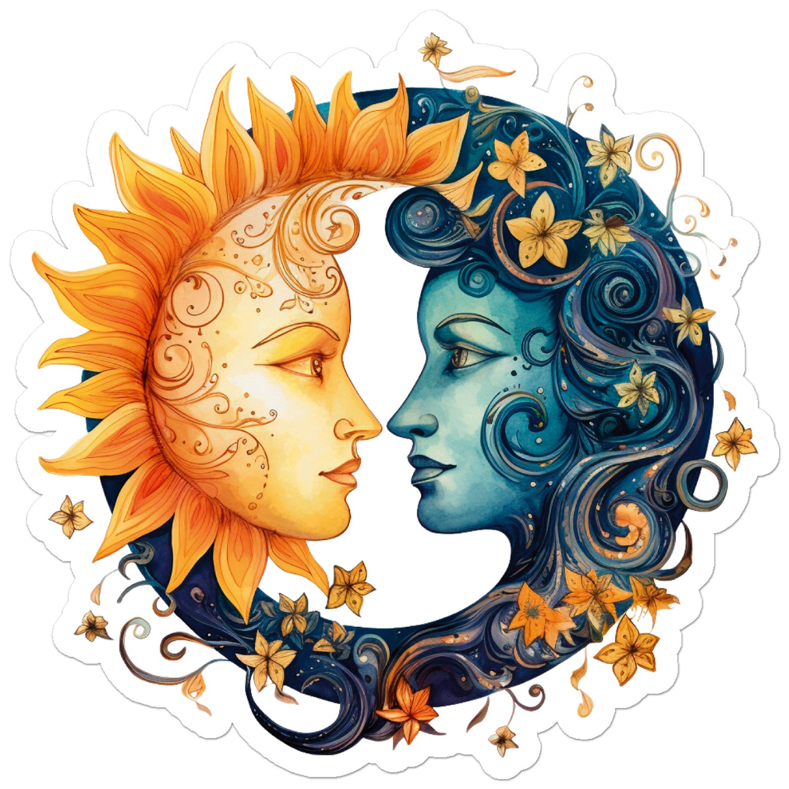 Sun Moon Flowers – Vinyl Decal Sticker – Car Window Laptop – ebn11966