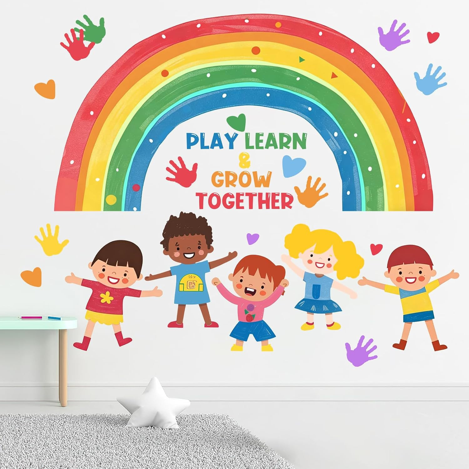 Inspirational Kids Rainbow Wall Decals Stickers, Equality | Motivational Play Le