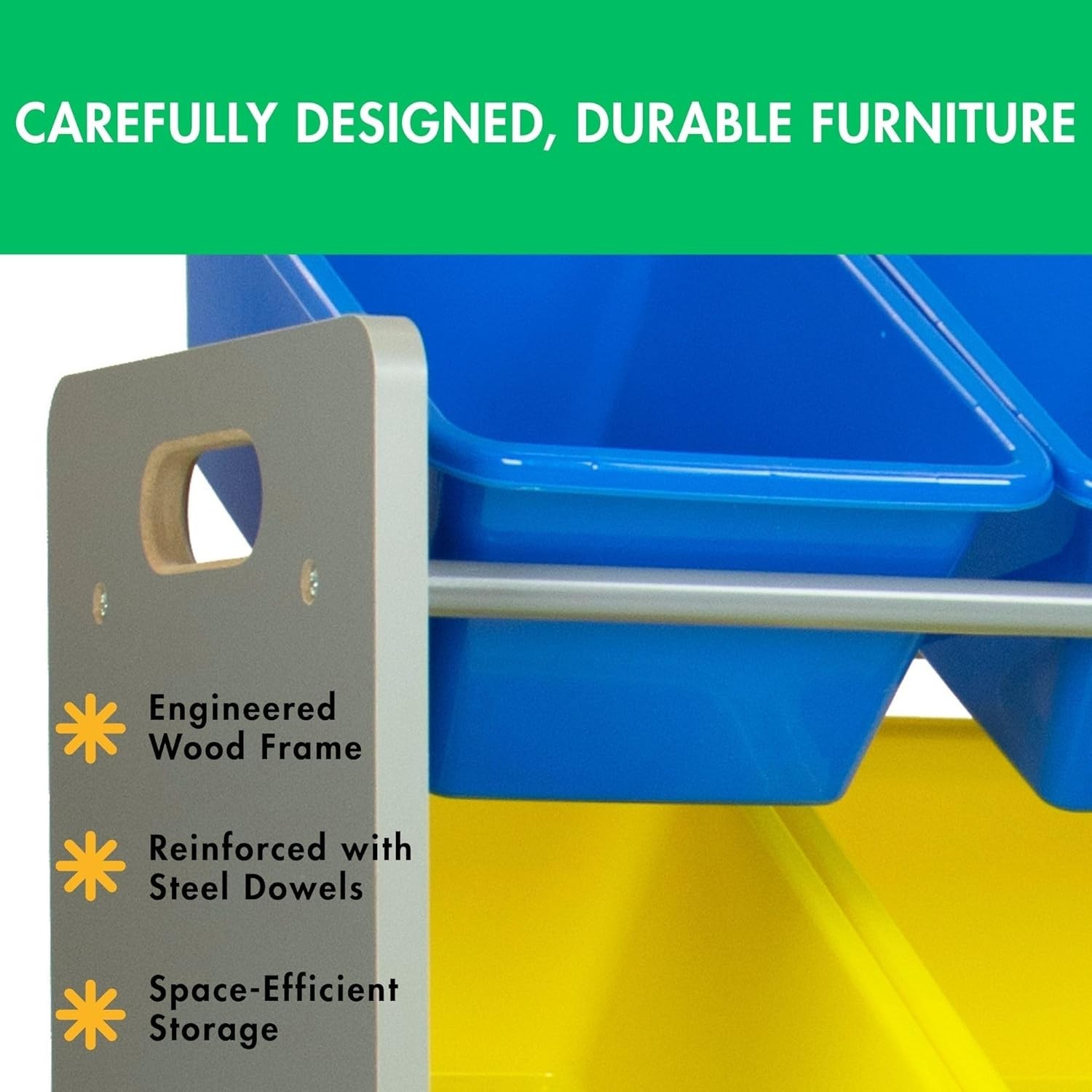 Kids Toy Storage Organizer with 12 Plastic Bins, Grey/Blue/Green/Yellow – Remova