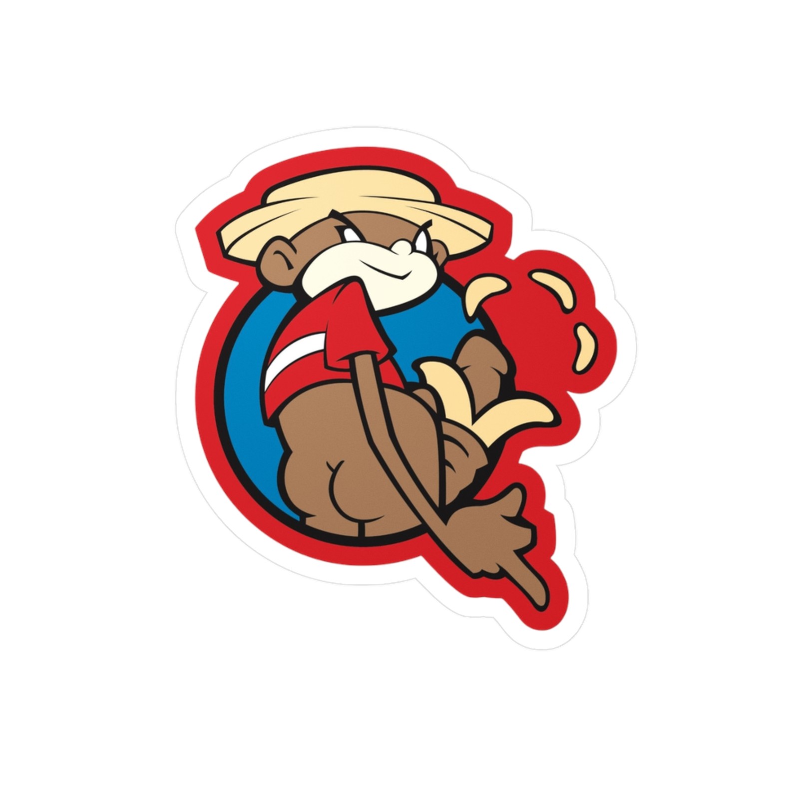 Super Troopers Johnny Chimpo Cartoon Otter in Straw Hat Sticker