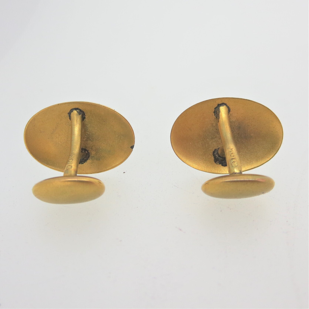 Vintage 10k Yellow Gold Cufflinks Engraved EBJ in Purple Velvet Box