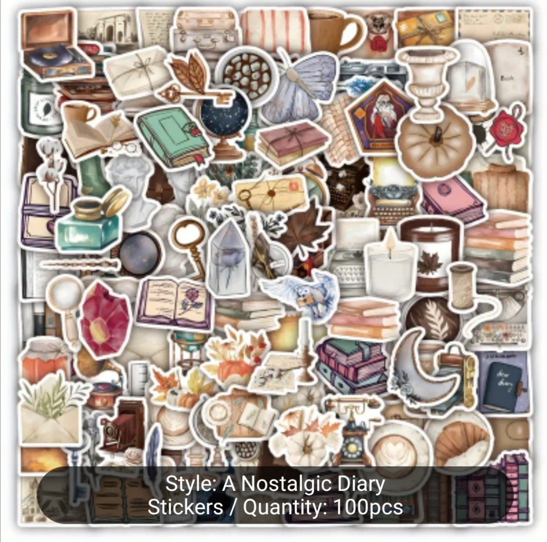 20 PCS Mini Vintage Retro Nostalgic Cozy Reading Aesthetic Stickers BRAND NEW