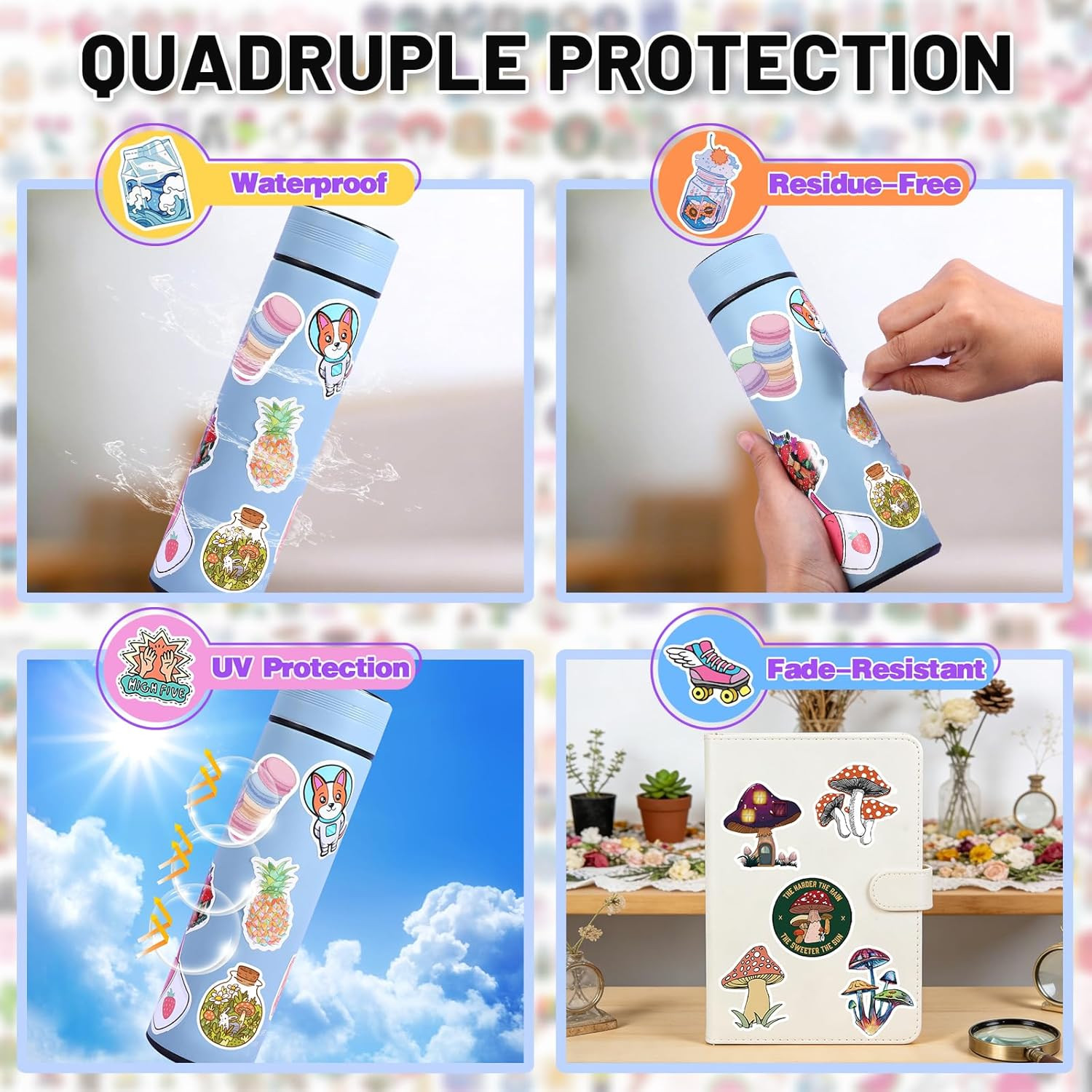 600 PCS Stickers Pack，Cute Colorful Waterproof Stickers，Vinyl Art Stickers.Valen