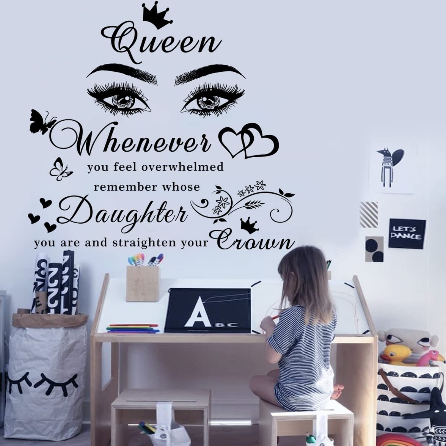 Girls Inspirational Wall Stickers Wall Art Quote Queen Wall Decals Positive M…