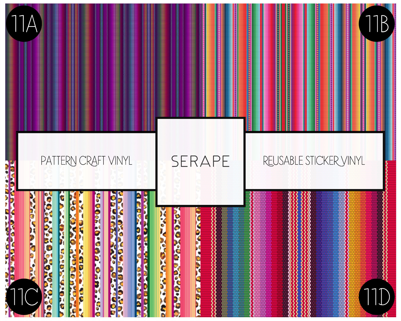 Serape Patterned Premium Vinyl, for use with all Cricut cutting machines (12")