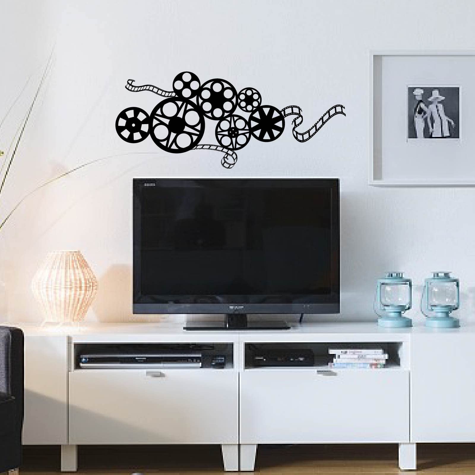 Movie Reel Wall Decor Movie Elements Wall Sticker Filmstrip Popcorn Decals Vi…