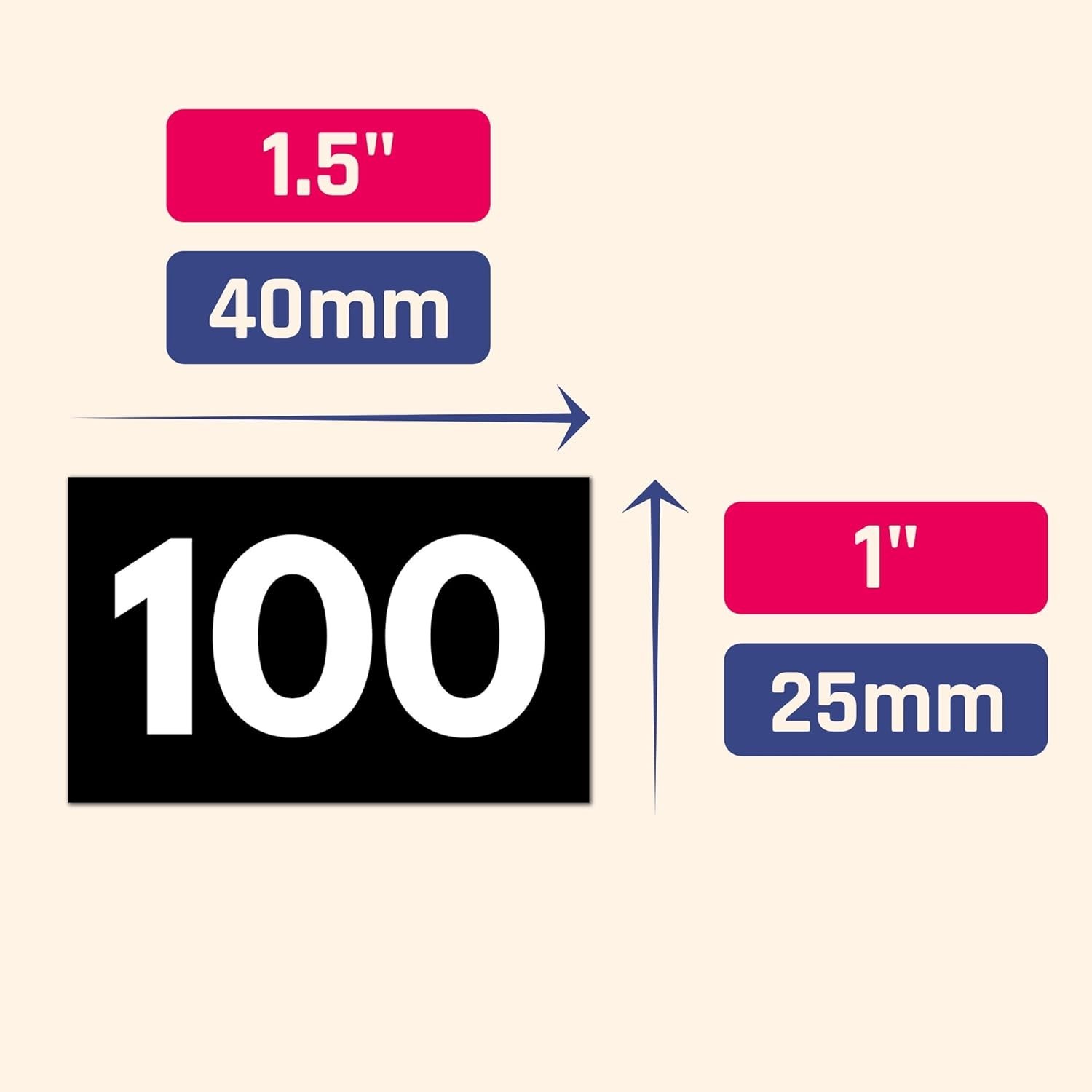 5 Sets, 1-100 Number Stickers Waterproof Vinyl – 1.5" x 1", White Numbers