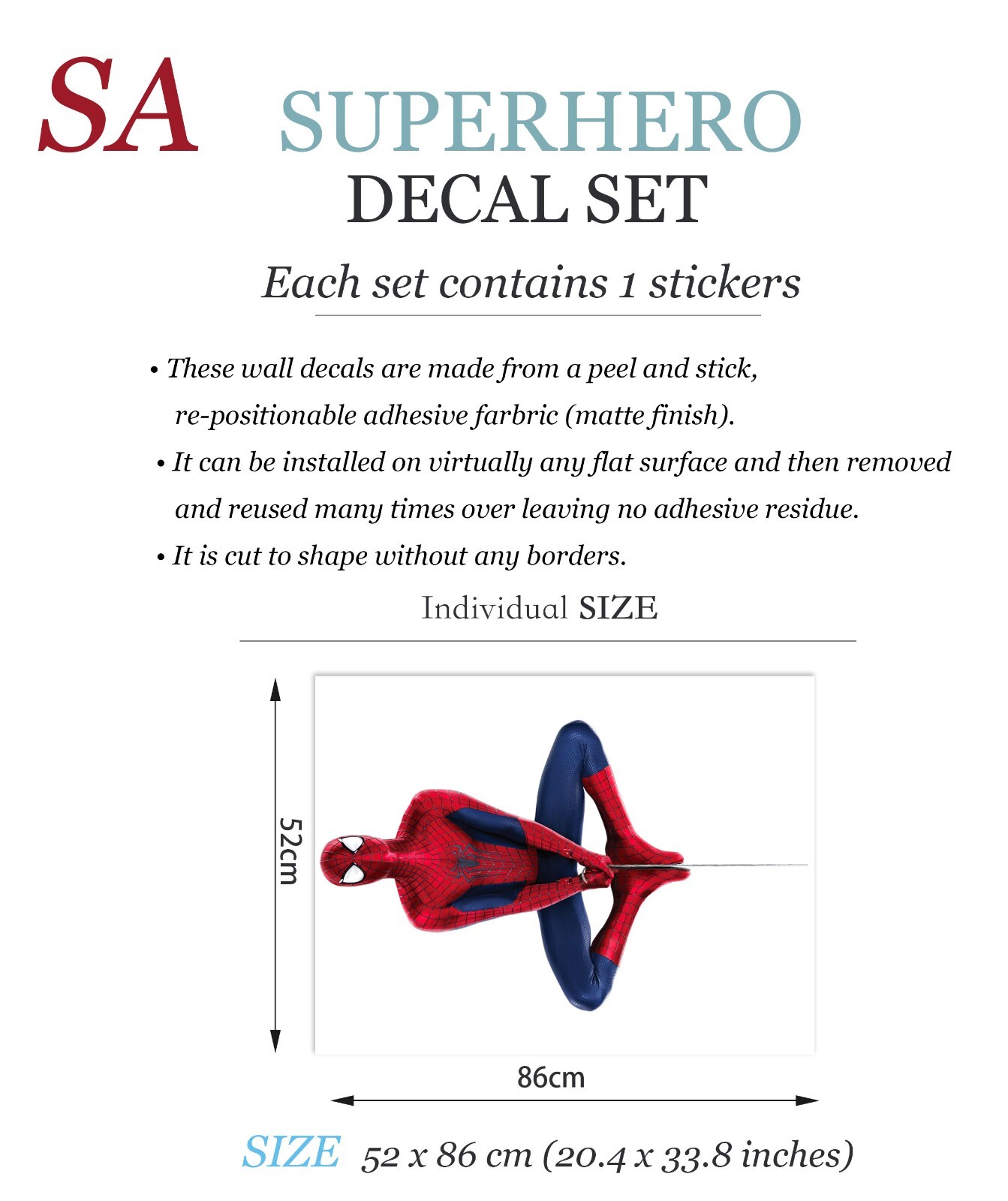 Avengers Spiderman Superhero Nursery Boy Bedroom Wall Decal Sticker