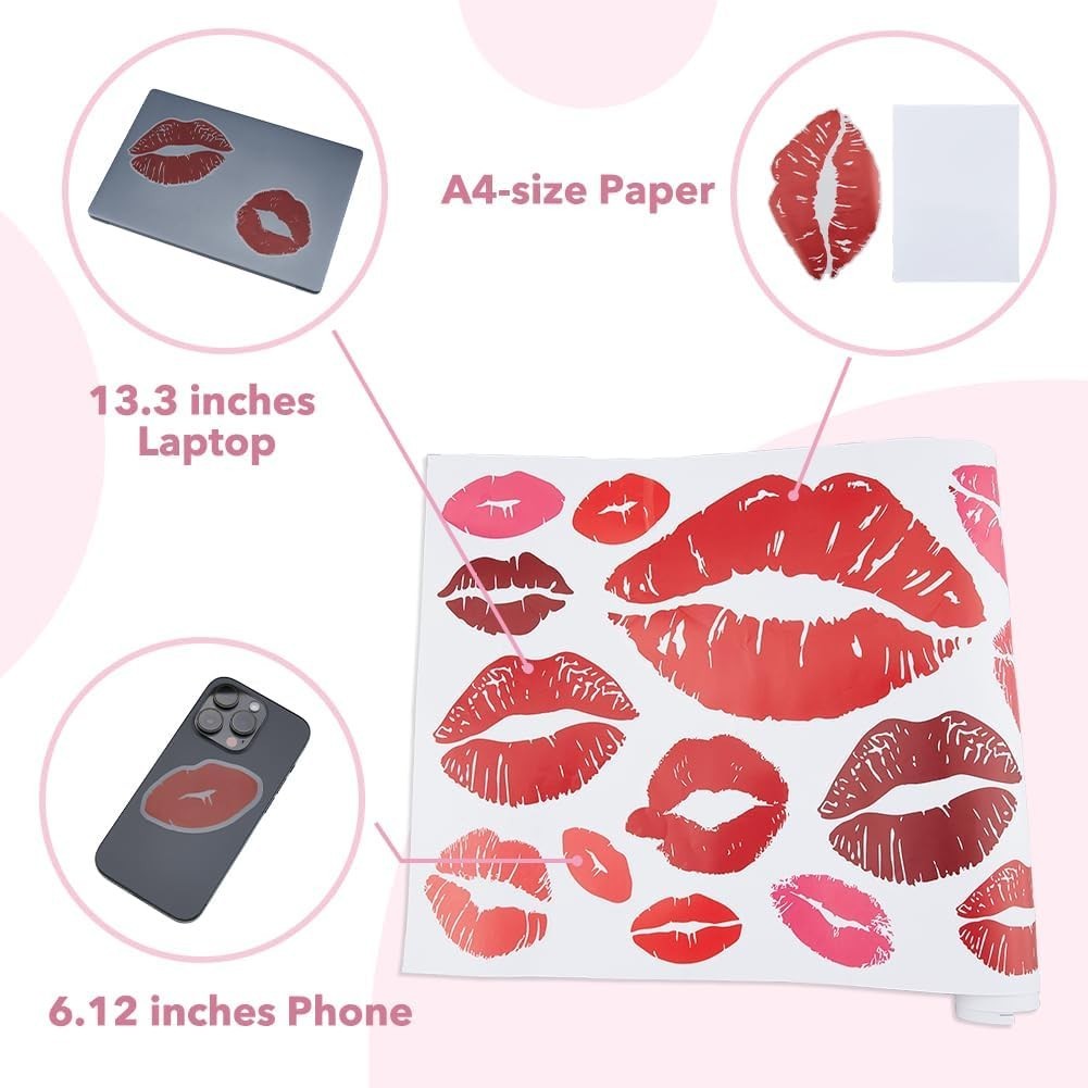 25PCS Red Lips Wall Art Stickers for Bedroom Living Room Valentine's Decor