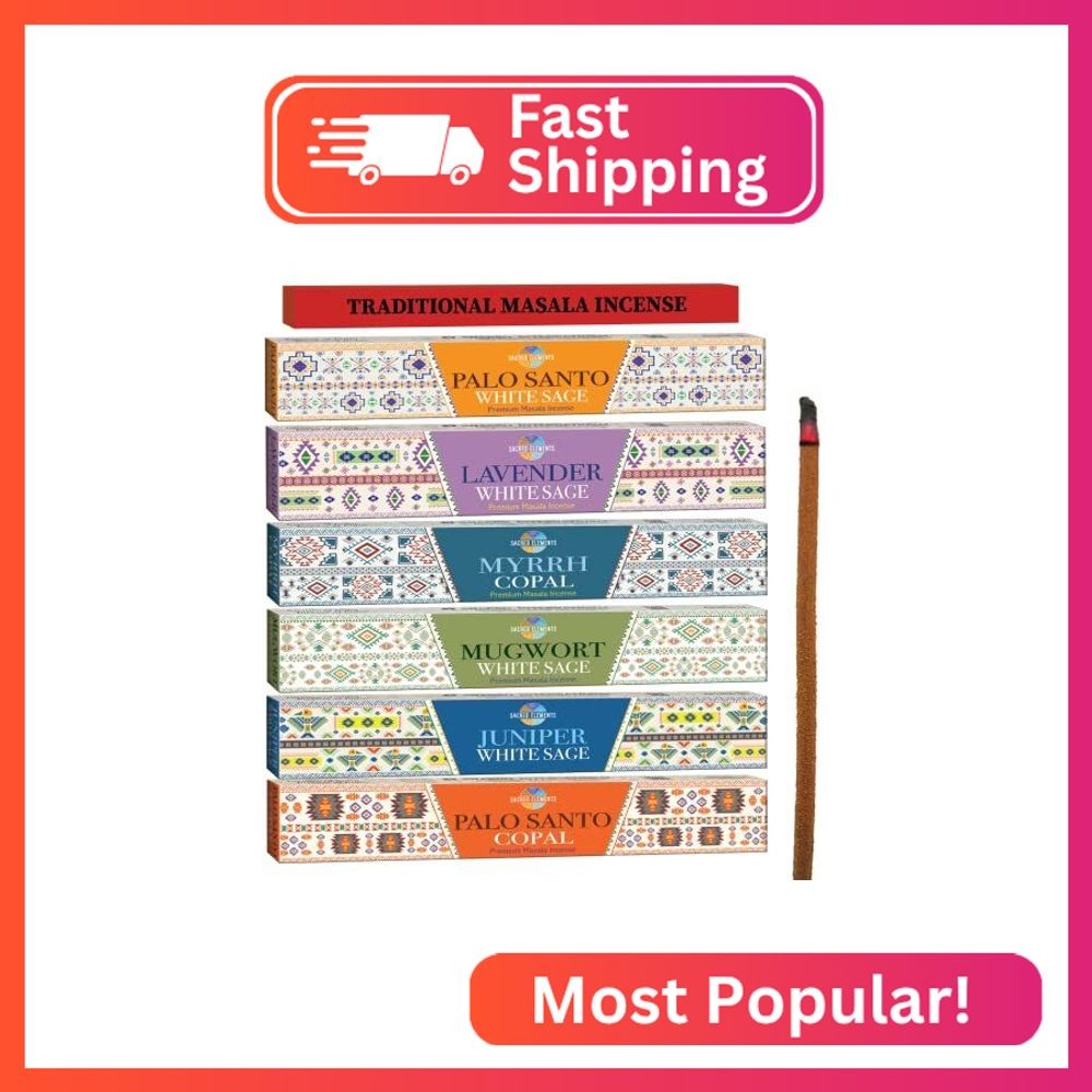 Cleansing Incense Sticks Variety Pack – 6 Masala Incenses – White Sage, Lavender